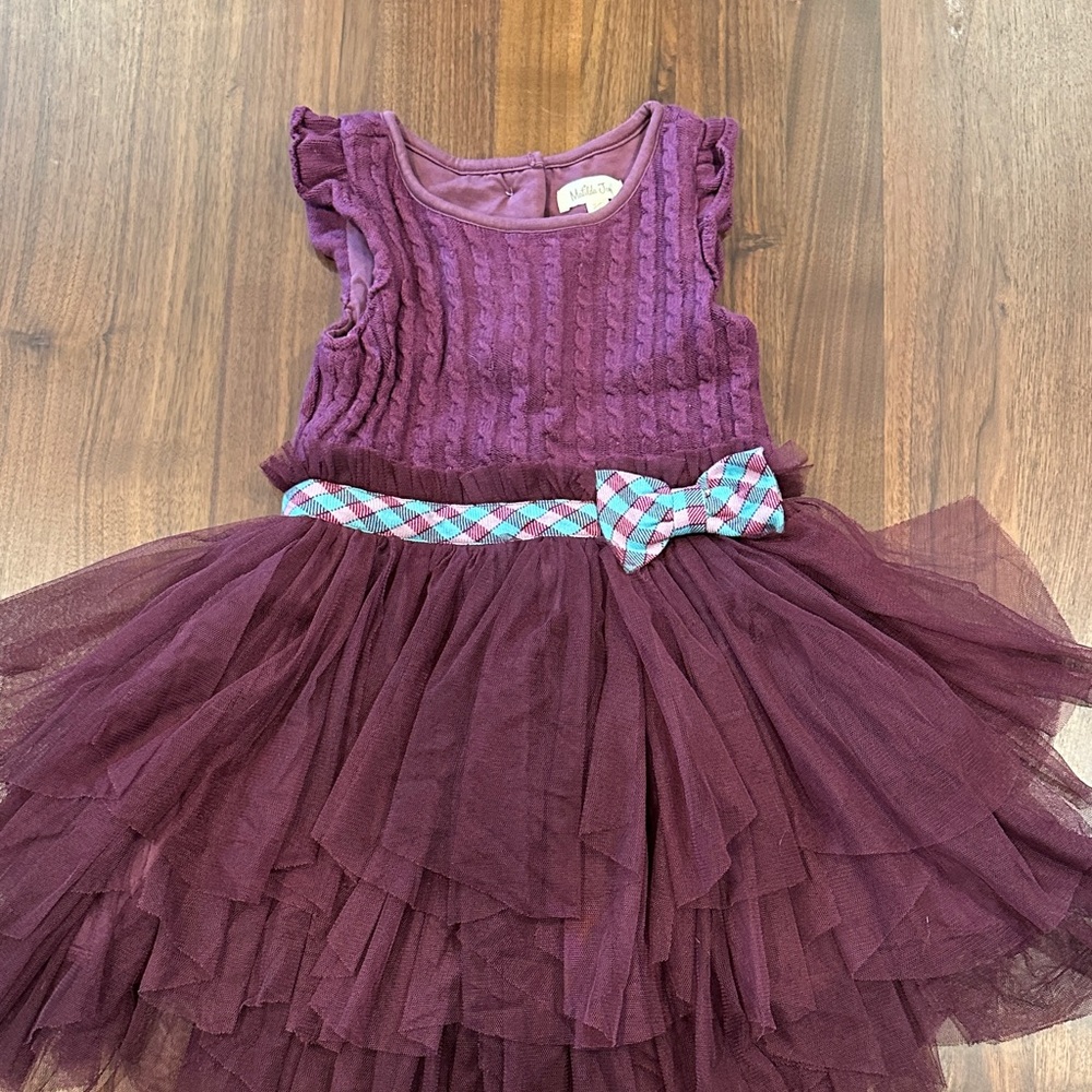 Matilda Jane Purple Kids Dress with Bow Accent